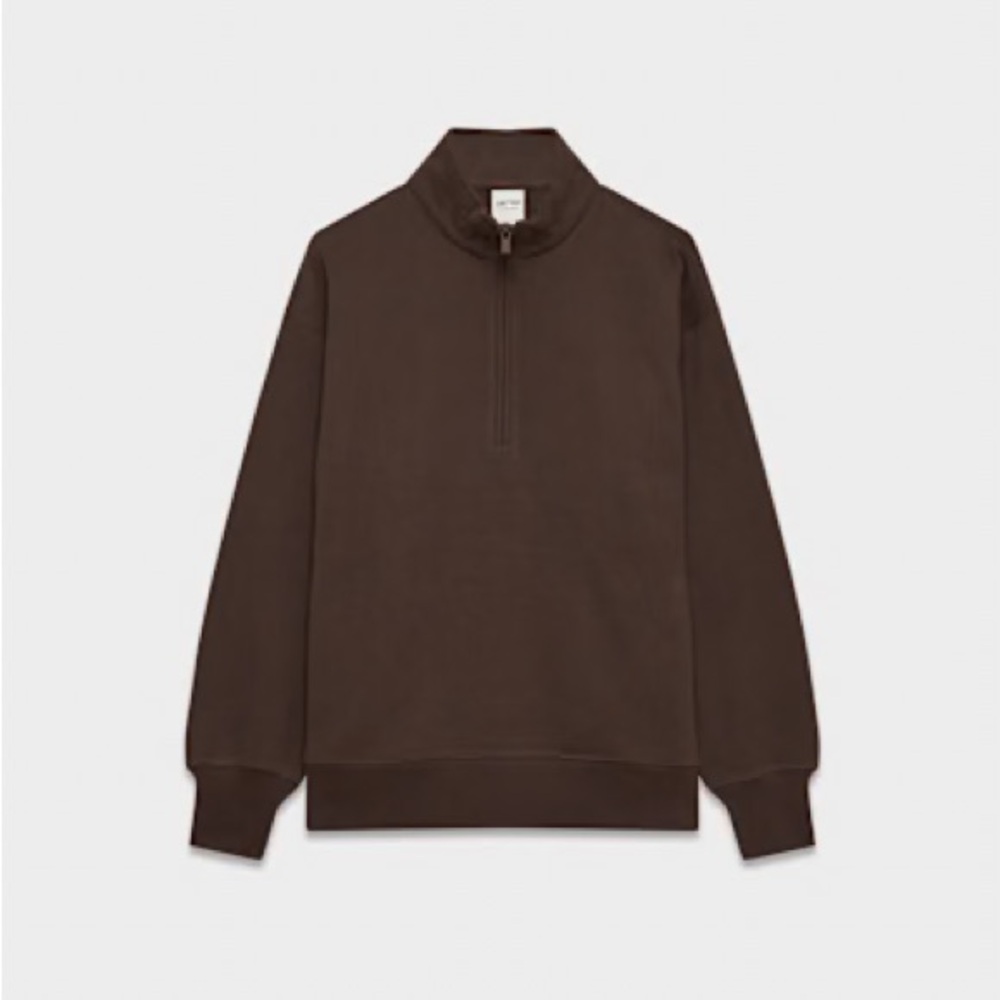 TNA Dark Brown Cozy Fleece Boyfriend 1/4 Zip Sweater